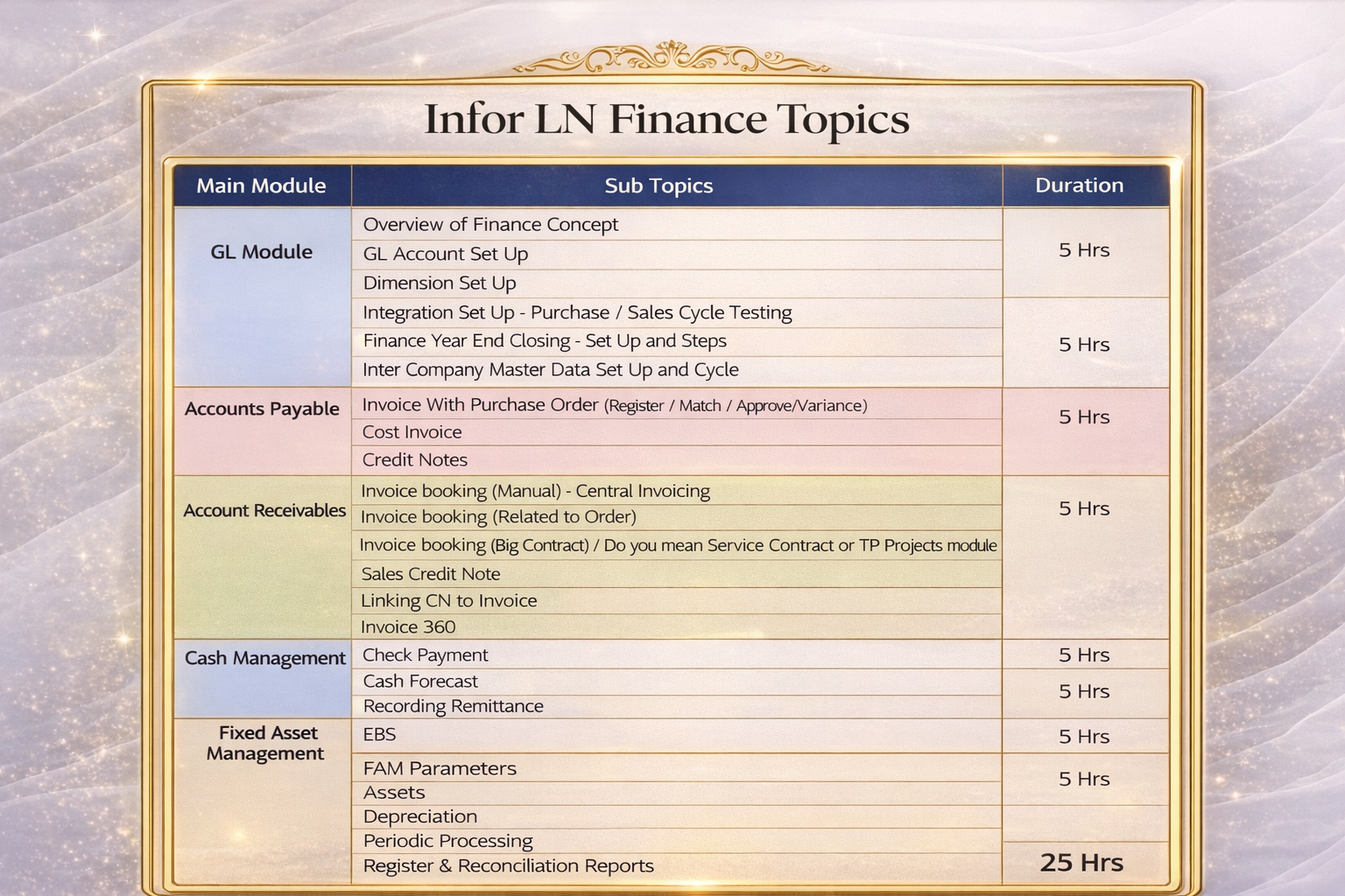 Infor LN Finance Topics